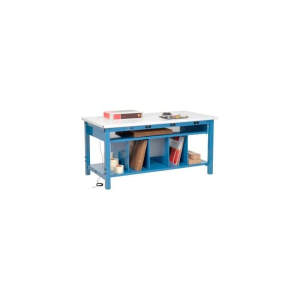 Global Equipment Packing Workbench W/Lower Shelf Power, ESD Safety Edge, 60"W x 30"D 244213B - main